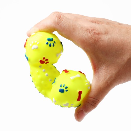 Interactive Squeaky Bone Chew Toy for Small Dogs - Durable Thermoplastic Rubber Material - Exciting & Engaging - No Batteries Needed - Colors Vary