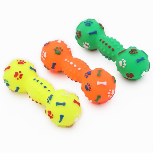 Interactive Squeaky Bone Chew Toy for Small Dogs - Durable Thermoplastic Rubber Material - Exciting & Engaging - No Batteries Needed - Colors Vary