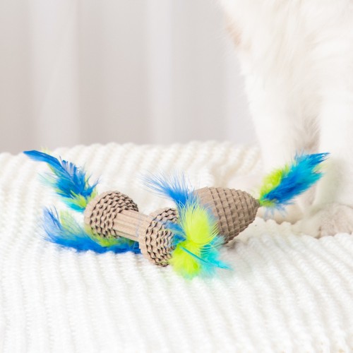 Interactive Cat Teaser Toy With Feather Scratcher Fun and Durable Pet Kitten Plaything 1PC