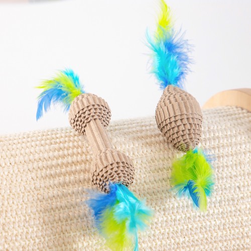 Interactive Cat Teaser Toy With Feather Scratcher Fun and Durable Pet Kitten Plaything 1PC