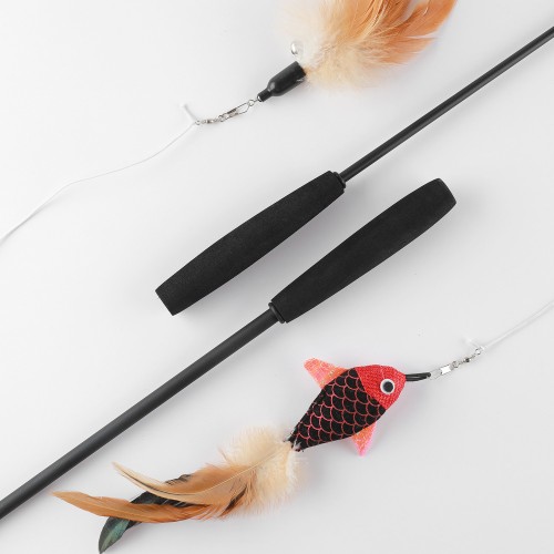 Interactive Cat Feather Toys, Cat Wand Toy, Retractable Telescopic Cat Fishing Pole Toy For Indoor Cats Gifts, Cat Toys For Exercise