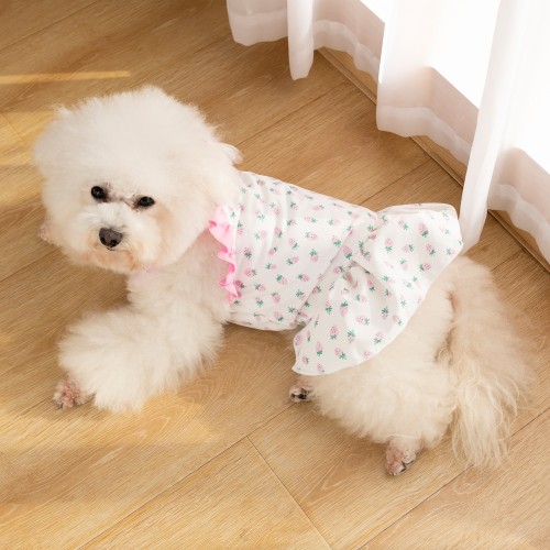 Adorable Pet Dresses For Dogs - Strawberry Pattern Dog Skirt, Pet Apparel