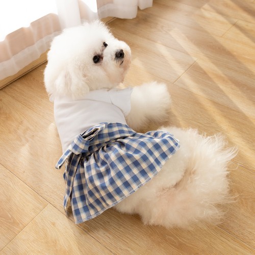 Adorable Pet Plaid Skirt With Bow for Small and Medium Dogs