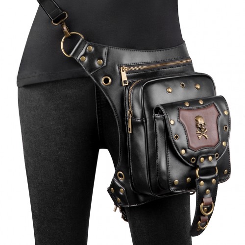 Punk Look Skull Contrasted Patch Bag With Removable Shoulder Strap