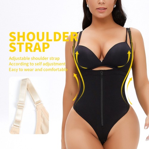 TOPMELON Thong Sliming Zip Up Shapewear Bodysuit