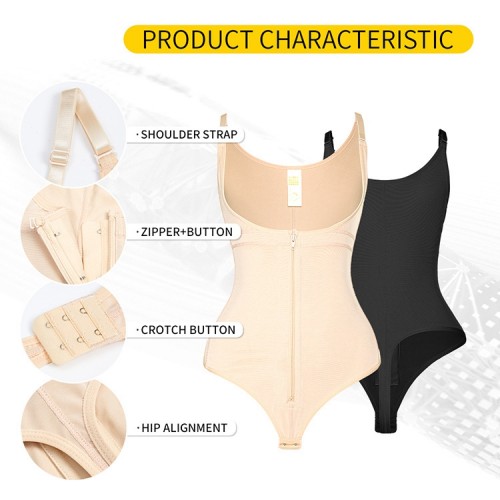 TOPMELON Thong Sliming Zip Up Shapewear Bodysuit