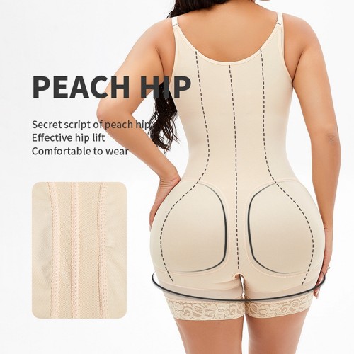 TOPMELON Zip Up Crotchless Shapewear Bodysuit