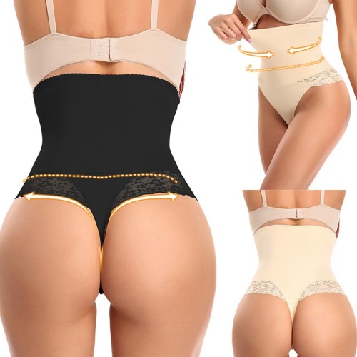 High Waist Lace Trim T-BACK Shapewear Panty