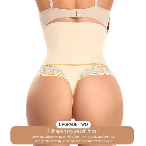 High Waist Lace Trim T-BACK Shapewear Panty