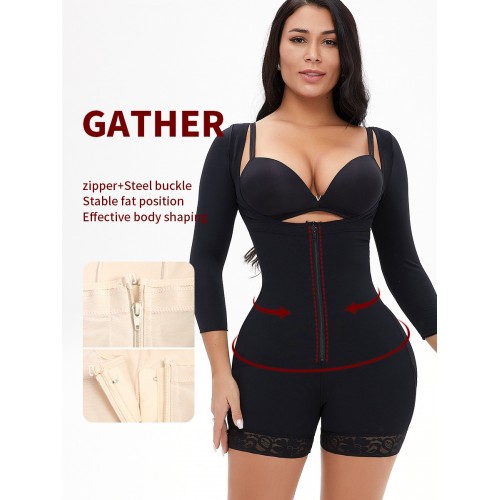 Long Sleeves Zip Up Shapewear Bodysuit