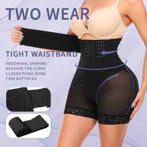 Lace High Waist Hook & Eye Shapewear Panty