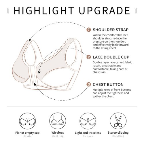 Plus Lace Wireless Bra With Front Hooks