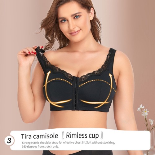 Lace Plus Wireless Front Hooks Bra