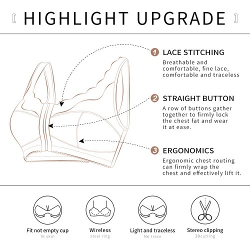 Lace Plus Wireless Front Hooks Bra