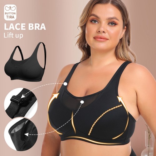 Contrasted Mesh Wireless Plus Bra