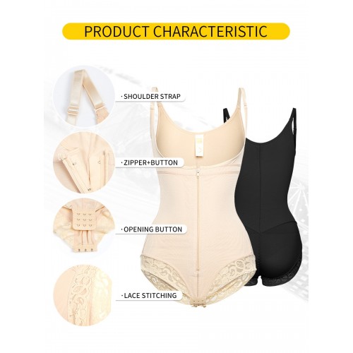 Lace Tummy Control Shoulder Straps Shapewear Panty