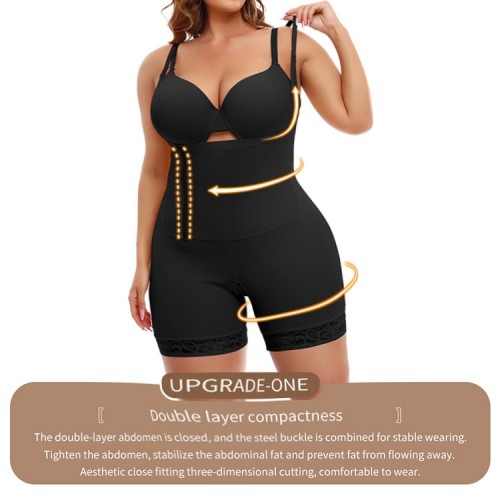 Lace Trim Side Zip Shapewear Bodysuit