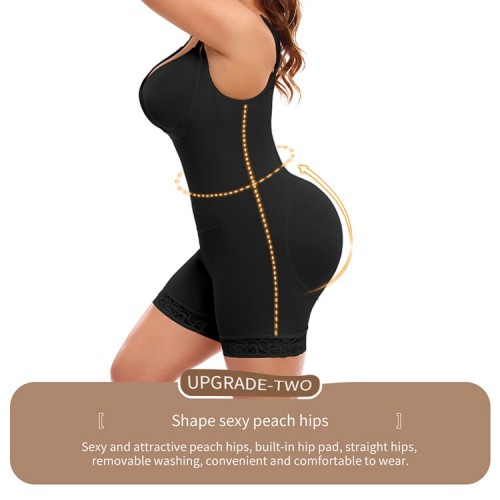 Lace Trim Side Zip Shapewear Bodysuit