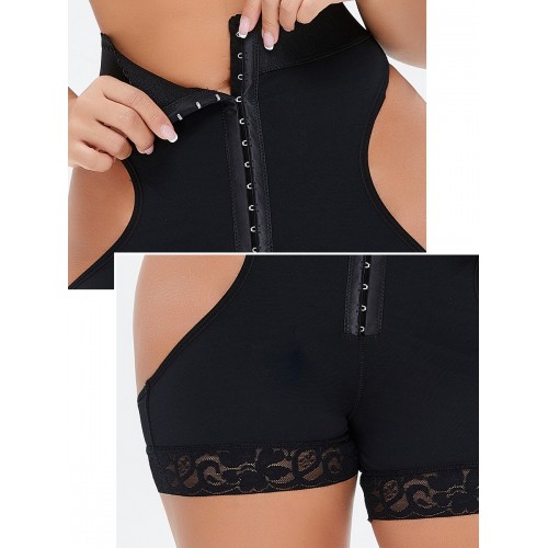 Lace Trim Hooks & Eyes Shapewear Shorts