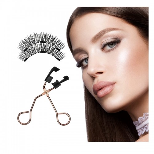 Magnetic Eyelashes, Magnetic False Eyelashes without Eyeliner, Reusable Dual Magnetic Fake Eyelashes with Applicator, Natural Look, for Women Makeup