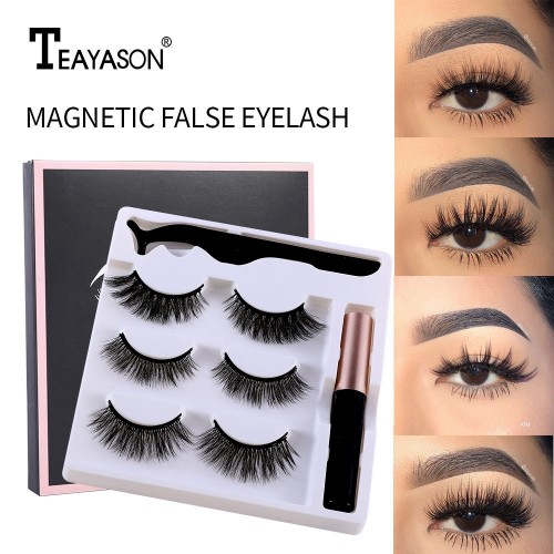 Magnetic Eyelashes with Magnetic Eyeliner Kit - 3 Pairs Upgraded 3D 5D Magnetic Eyelashes Kit with Magnetic Eyeliner, Reusable, No Glue