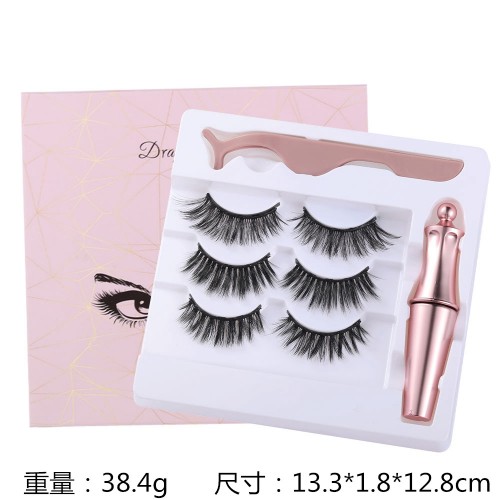 Magnetic Eyelashes and Eyeliner Kit, 3 Pairs Reusable Magnetic Lashes with Eyeliner and Tweezers, 3D Natural Look False Eyelashes, Easy to Wear, No Glue