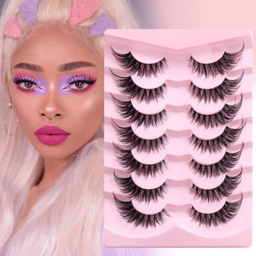 3D Lashes Eyelashes Natural Look, False Wispy Look 7 Pairs Soft Faux Mink