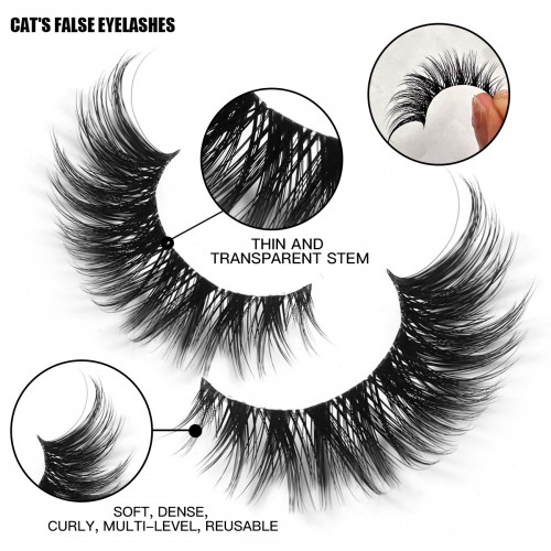 3D Lashes Eyelashes Natural Look, False Wispy Look 7 Pairs Soft Faux Mink