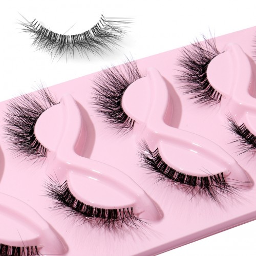 3D Lashes Eyelashes Natural Look, False Wispy Look 5 Pairs Soft Faux Mink