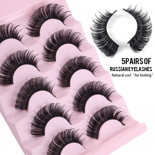 3D Faux Mink Lashes Natural False Eyelashes Dramatic Volume Lashes Eyelash Extension Makeup 5 Pairs