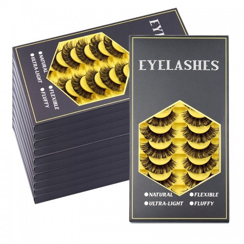 10 Pairs Lashes Thick Curly Dramatic Volume False Eyelashes Natural Look Russian Strip Lashes Extension For Stage Party Festival Use