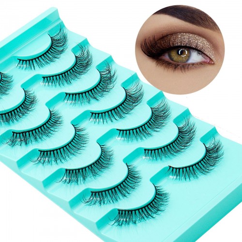 7 Pairs Natural False Eyelashes, Fluffy Cross Thick Eyelashes, Faux Mink False Eyelashes