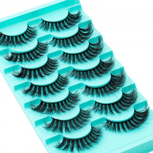 7 Pairs Natural False Eyelashes, Fluffy Cross Thick Eyelashes, Faux Mink False Eyelashes