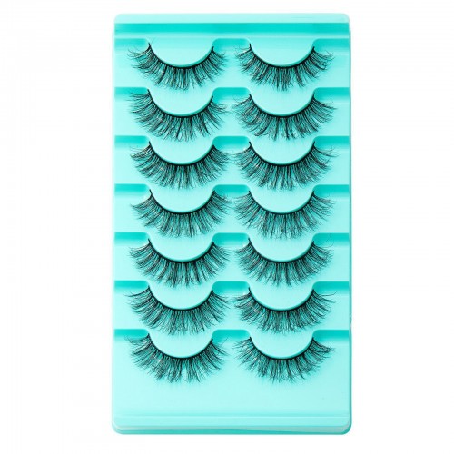 7 Pairs Natural False Eyelashes, Fluffy Cross Thick Eyelashes, Faux Mink False Eyelashes