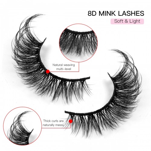 7 Pairs Cat Eye Lashes 3D Winged End Eye Elongated Eyelashes Fox Eye Lashes Makeup False Eyelashes Extension