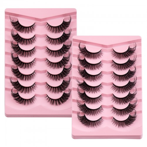 7 Pairs Cat Eye Lashes 3D Winged End Eye Elongated Eyelashes Fox Eye Lashes Makeup False Eyelashes Extension