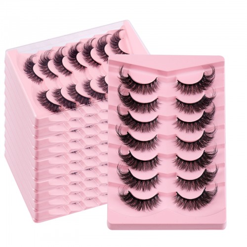 7 Pairs Cat Eye Lashes 3D Winged End Eye Elongated Eyelashes Fox Eye Lashes Makeup False Eyelashes Extension