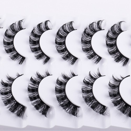 7 Pairs Little Devil Style Lashes Extension Clear Band Fox Eye False Eyelashes Natural Volume Thick Self-adhesive Makeup Eyelashes