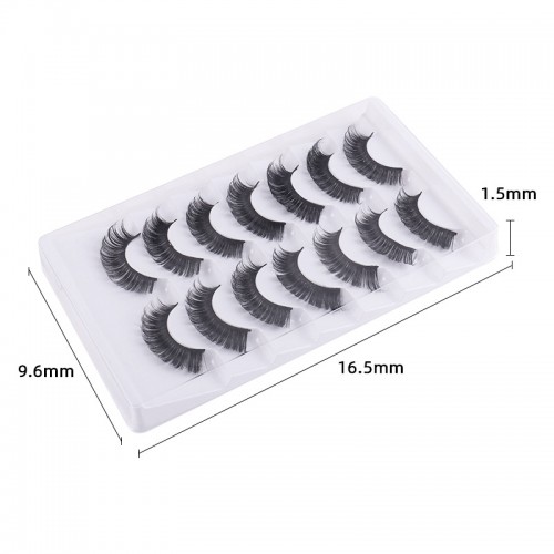 7 Pairs Little Devil Style Lashes Extension Clear Band Fox Eye False Eyelashes Natural Volume Thick Self-adhesive Makeup Eyelashes