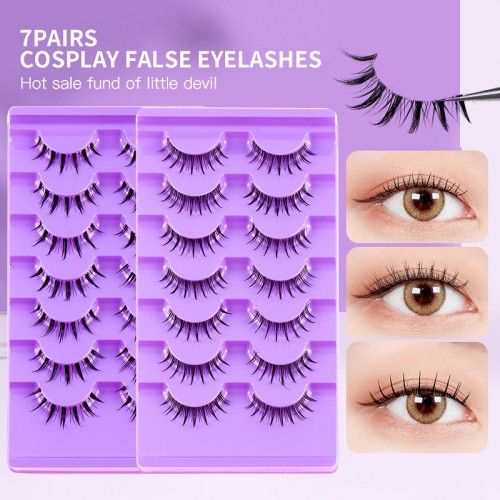 7 Pairs Of Natural Style False Eyelashes Faux Mink Hair Handmade Natural Long Extension Fake Eyelashes