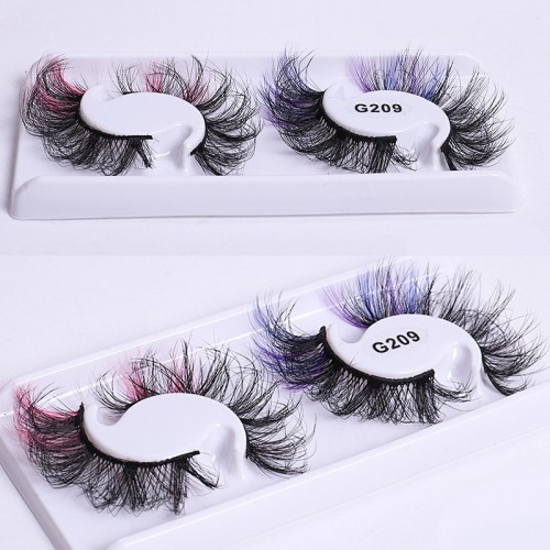 2 Pairs Natural False Lashes With Color Soft Wispy Thick Curly 3D Faux Mink Colored Eyelashes Extension Full Strip Lashe