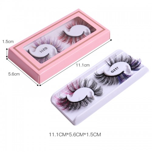 2 Pairs Natural False Lashes With Color Soft Wispy Thick Curly 3D Faux Mink Colored Eyelashes Extension Full Strip Lashe