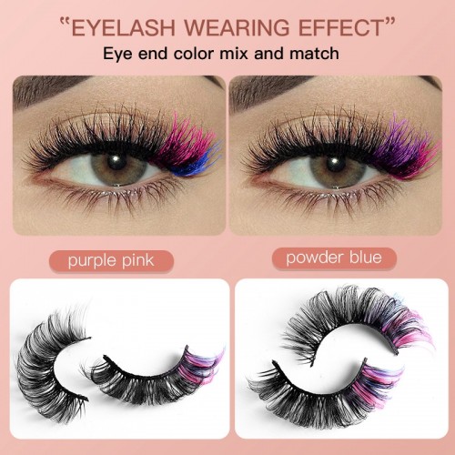 7 Pairs Natural False Lashes With Color Soft Wispy Thick Curly 3D Faux Mink Colored Eyelashes Extension Full Strip Lashes