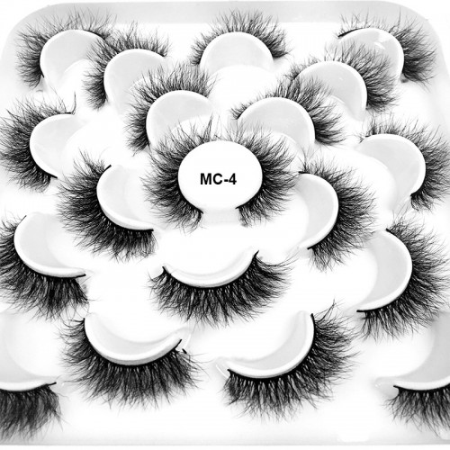 Eyelashes 3D Fluffy False Eyelashes, Cat Eye Lashes Natural Looking 10 Paris Faux Mink Lashes Fake Lashes Pack