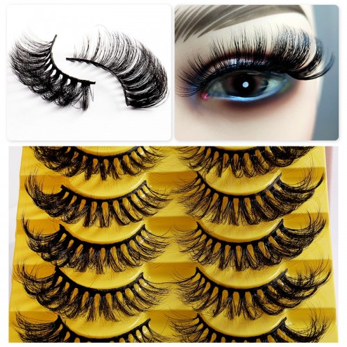 9 pairs Fluffy D Curl Faux Mink Lashes - Wispy, Full Volume False Eyelashes for Dramatic Cat Eye Look