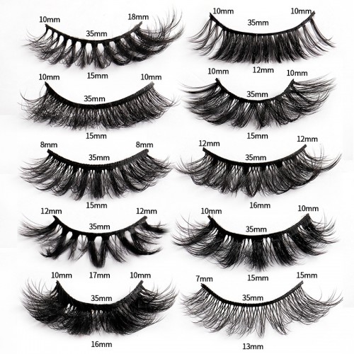 9 pairs Fluffy D Curl Faux Mink Lashes - Wispy, Full Volume False Eyelashes for Dramatic Cat Eye Look