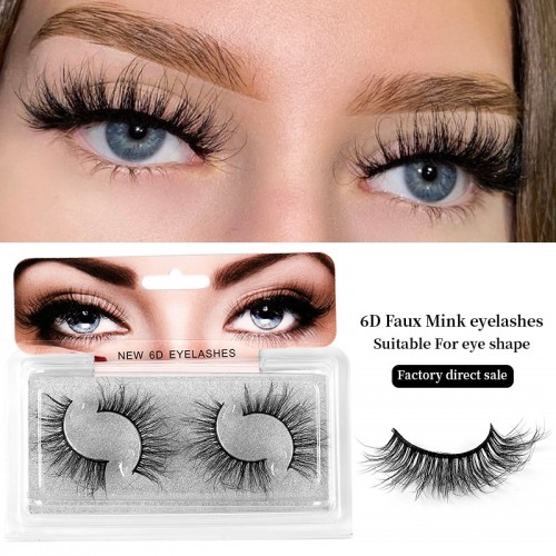 6D False Lashes Cat Eye Wispy Natural Faux Mink Lashes 2 Pairs Short Fluffy False Eyelashes