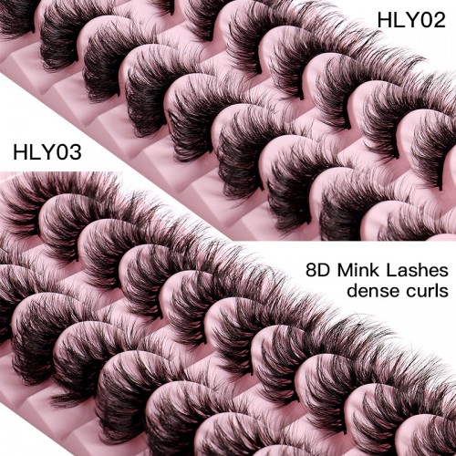 Fluffy Cat Eye Lashes, Wispy 6D Stereo False Eyelashes, Looks Like Extension Thick Soft Curling False Eyelashes 10 Pairs