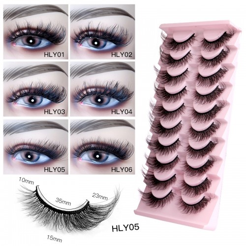 Fluffy Cat Eye Lashes, Wispy 6D Stereo False Eyelashes, Looks Like Extension Thick Soft Curling False Eyelashes 10 Pairs