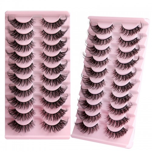 Fluffy Cat Eye Lashes, Wispy 6D Stereo False Eyelashes, Looks Like Extension Thick Soft Curling False Eyelashes 10 Pairs